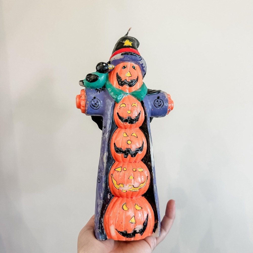 Vintage 11"‎ Halloween Jack-o-lantern Wax Candle New Old Stock READ